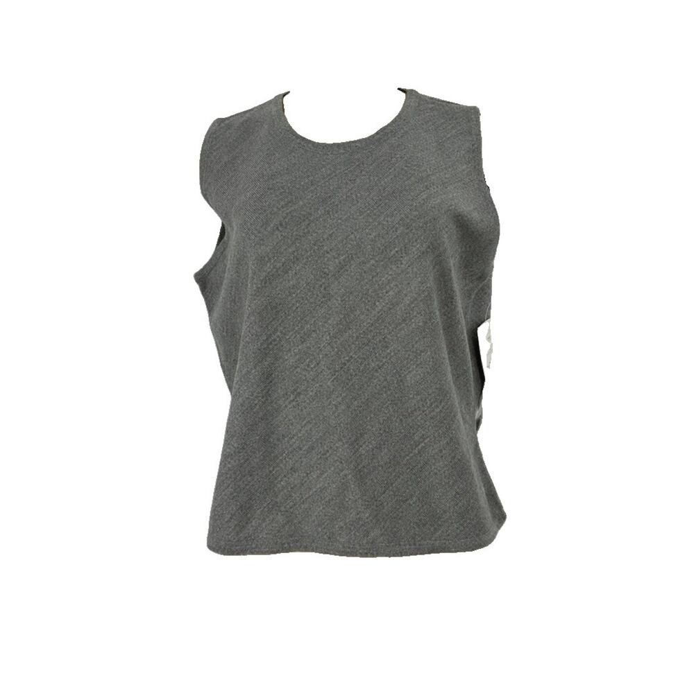 NEW Willi Smith Large Petite Women Merino Wool Knit Tank Top Grey H11